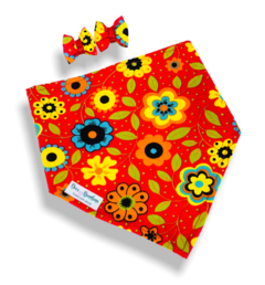 Bandana e lacinhos multiflores para pet