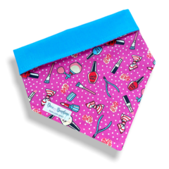 Bandana nails dupla face azul para pet