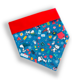 Bandana Natal Snoopy dupla face vermelha para pet