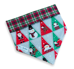 Bandana Noite de Natal cinza dupla face xadrez para pet