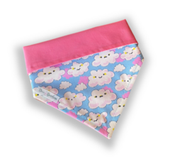 Bandana nuvenzinhas dupla face rosa para pet