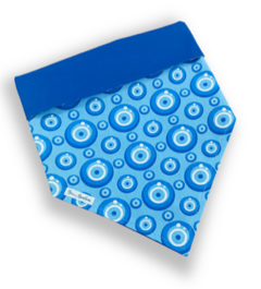 Bandana pet olho grego azul claro dupla face azul