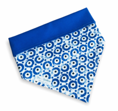 Bandana pet olho grego dupla face azul