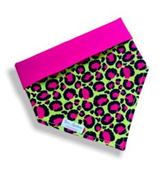 Bandana oncinha pink neon dupla face rosa para pet
