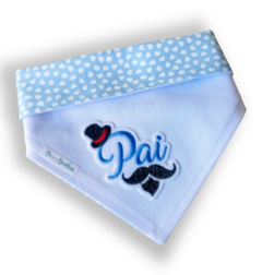 Bandana Pai dupla face corações azul bebê para pet