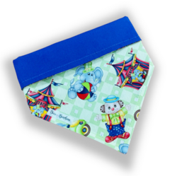 Bandana palhacinho circo dupla face azul para pet