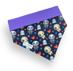 Bandana panda Halloween dupla face roxo para pet
