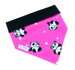 Bandana panda rosa dupla face preta