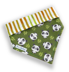 Bandana pandas folhas dupla face listrada para pet