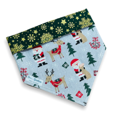 Bandana Papai Noel e Rena dupla face neve para pet