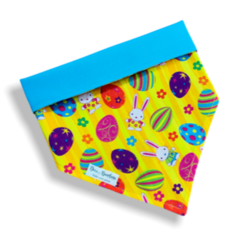 Bandana Páscoa divertida dupla face azul para pet