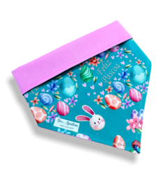Bandana Páscoa Encantada dupla face rosa para pet