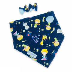 Conjunto bandana Pequeno Príncipe Asteróide e par de lacinhos