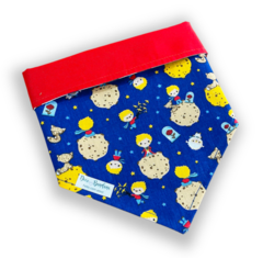 Bandana Pequeno Príncipe Planeta dupla face vermelha para pet