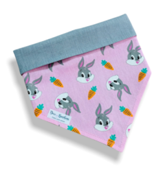 Bandana Pernalonga rosa dupla face cinza para pet