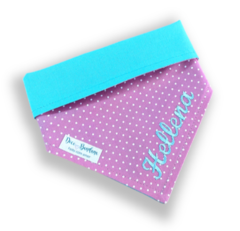 Bandana bolinhas nude com nome do pet dupla face tiffany
