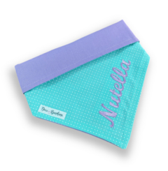 Bandana bolinhas tiffany com nome do pet dupla face lilás - comprar online