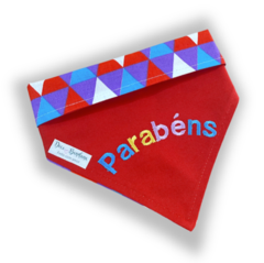 Bandana Parabéns personalizado colorido dupla face triângulos para pet