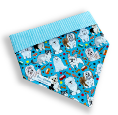 Bandana pets fofinhos dupla face listrada para pet