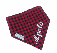 Bandana xadrez vermelha com nome do pet - comprar online