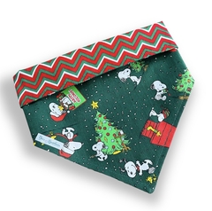 Bandana Natal Snoopy verde dupla face chevron para pet - comprar online