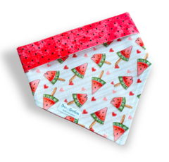 Bandana picolé de melancia dupla face sementinhas para pet