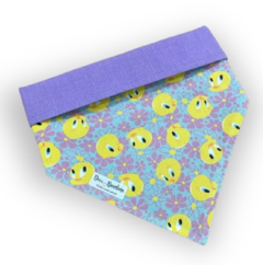 Bandana Piu Piu flores dupla face lilás para pet