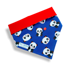 Bandana panda balões dupla face vermelha para pet