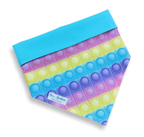 Bandana Pop it Candy Colors dupla face tiffany para pet