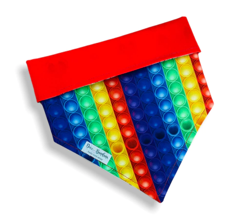 Bandana Pop it colorido dupla face vermelha para pet