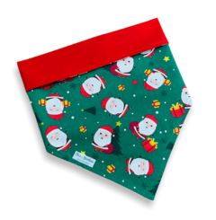 Bandana Presentes de Papai Noel dupla face vermelha para pet