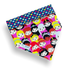 Bandana princesinhas dupla face corações para pet