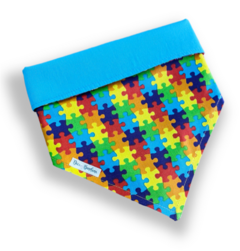 Bandana quebra-cabeça dupla face azul para pet