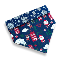 Bandana Rena do Papai Noel dupla face neve para pet
