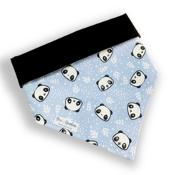 Bandana rostinhos panda dupla face preta para pet