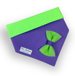 Bandana roxa e verde neon para pet