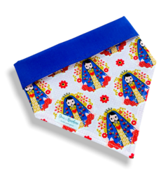 Bandana Santas rosa dupla face azul para pet