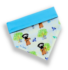 Bandana São Francisco Padroeiro dupla face azul para pet