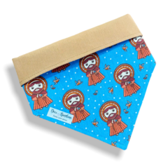 Bandana São Francisco passarinhos dupla face marrom para pet
