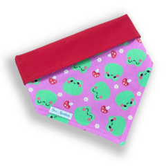 Bandana sapinho rosa dupla face vermelho para pet