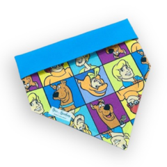 Bandana Scooby-Doo quadrados dupla face azul para pet