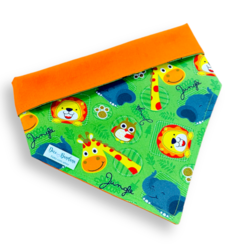 Bandana selva divertida dupla face laranja para pet