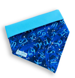 Bandana signos dupla face azul para pet