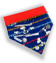 Bandana Snoopy esportista dupla face vermelha para pet