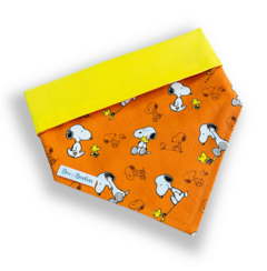 Bandana Snoopy orange dupla face amarela para pet