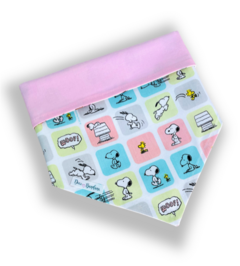 Bandana Snoopy quadrinhos dupla face rosa para pet