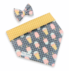 Conjunto bandana escuro sorvete na casquinha e laço