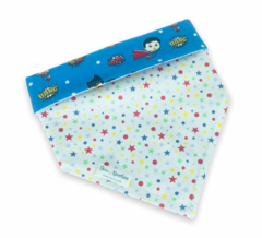 Conjunto bandana super-heróis dupla face estrelas e laço - comprar online