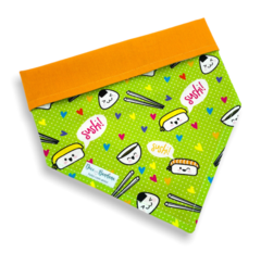 Bandana sushi fofinho dupla face laranja