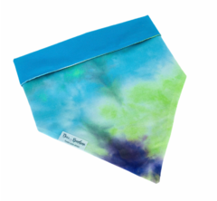 Bandana Tie dye - azul e verde dupla face azul